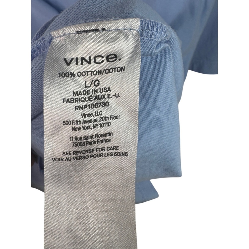 Vince Mens Crew Neck Short Sleeve T Shirt Light Blue Size L Cotton Made in USA - Picture 5 of 5